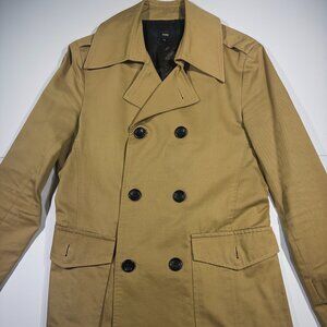 TUK Men's Double Breasted Cotton Trench Coat Jacket Khaki - Size 48